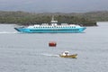 Ferry boat at Villa Puerto Eden in the Chilean Fiords Royalty Free Stock Photo