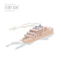 Ferry Boat on white background flat vector.