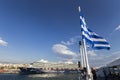 Ferry boats, cruise ships docking at the port of Piraeus, Greece Royalty Free Stock Photo