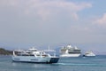 Ferry boats and cruiser Corfu island