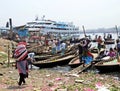 Ferry boats at port of Dhaka, Buriganga River, Sadarghat, Dhaka, Bangladesh Royalty Free Stock Photo