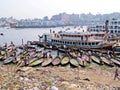 Ferry boats at port of Dhaka, Buriganga River, Sadarghat, Dhaka, Bangladesh Royalty Free Stock Photo