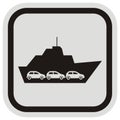 Ferry carrying cars, button, eps.