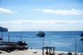 The ferry coming into Port in Funchal Madiera Royalty Free Stock Photo