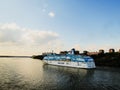 Ferry of the company Silja Line entering a city near the Baltic Sea
