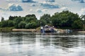 Ferry crossing over Vistula river in southern Masovia in Polamd