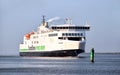 Ferry Copenhagen of Scandlines enters the port of Rostock Germany