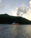 A ferry crossing the Bequia channel in the early hours of the morning