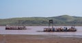 Ferry crossing the Kei River near Morgan Bay in Eastern Cape, Wild Coast, South Africa.