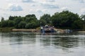 Ferry crossing over Vistula river in southern Masovia in Polamd