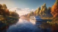 A ferry crossing a river. Generative AI