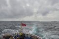 Ferry departing from the Scilly Islands, Overcast weather Royalty Free Stock Photo