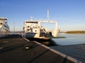 Ferry Docking In Port With Bow Doors Opening Royalty Free Stock Photo