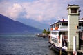 Ferry embarked next to the town of Bellagio Royalty Free Stock Photo