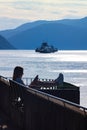 The ferry from Fodnes to Mannheller, Norway Royalty Free Stock Photo