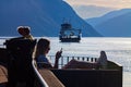 The ferry from Fodnes to Mannheller, Norway Royalty Free Stock Photo