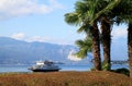 Ferry at Lago Maggiore near Laveno, Italy Royalty Free Stock Photo