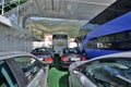 On the ferry between Lepetane and Kamenari. Bay of Kotor. Montenegro Royalty Free Stock Photo