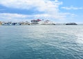 Ferry and liner in the port of Split city, Croatia.