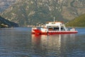 Ferry. Montenegro, Adriatic Sea, Bay of Kotor. Ferryboat runs across Verige Strait