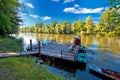 Ferry on Mura river in Medjimurje region view Royalty Free Stock Photo