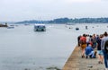 Ferry near the pier of island Ile de Brehat in Brittany, France