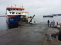 Ferry near the pier on loading, Chiloe Island Patagonia. Chile