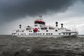 Ferry from Nes to Holwert, Sier, Ameland to Frisian mainland, ferry on the water, people cars on board