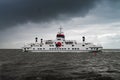 Ferry from Nes to Holwert, Sier, Ameland to Frisian mainland, ferry on the water, people cars on board