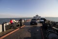 Ferry from Nikopol to Kamyanka - Dniprovska on the Dnipro river Royalty Free Stock Photo