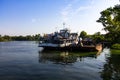 Ferry from Nikopol to Kamyanka - Dniprovska on the Dnipro river Royalty Free Stock Photo