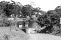 Ferry over the Breede River at Malagas. Monochrome Royalty Free Stock Photo