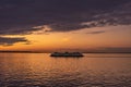 Washington State Ferry on Puget Sound at Sunset Royalty Free Stock Photo