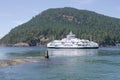 Ferry passing around navigation point Royalty Free Stock Photo