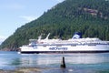 Ferry passing around navigation point Royalty Free Stock Photo