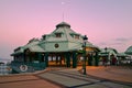 The ferry pier view in the sunset, Hong Kong Royalty Free Stock Photo