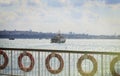 Ferry sailing in Bosporus,Passenger boat,Istanbul, Turkey. Royalty Free Stock Photo