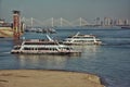 ferry sailing in Yangtze river Wuhan city