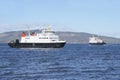 Ferry at sea two arrival and departure in open ocean