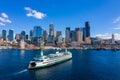 Ferry in Seattle aerial image Royalty Free Stock Photo