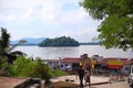 Ferry service to Umanannda Temple at Brahmaputra river Royalty Free Stock Photo