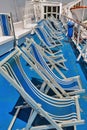 Ferry ship with deck chairs. Mediterranean Sea Royalty Free Stock Photo