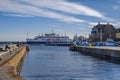 Ferry ship in the harbour Royalty Free Stock Photo