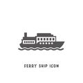 Ferry ship icon simple flat style vector illustration