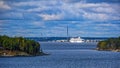 Ferry ship Silja Serenade of Silja Line sails through the Stockholm Archipelago in Sweden Royalty Free Stock Photo