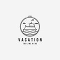 Ferry Ship Vacation Logo Vector Illustration Design Line Art Emblem Royalty Free Stock Photo