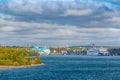 Ferry ships Silja Galaxy and Baltic Princess in Mariehamn Royalty Free Stock Photo