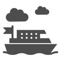 Ferry solid icon, Public transport concept, ferry ship transportation sign on white background, Boat on the sea icon in