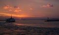 Ferry at Sunset on the Bosphorus Royalty Free Stock Photo