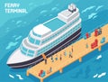 Ferry Terminal Isometric Illustration Royalty Free Stock Photo